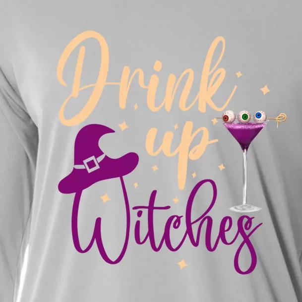 Drink Up Witches Wine Lover Drinking Halloween Cooling Performance Long Sleeve Crew