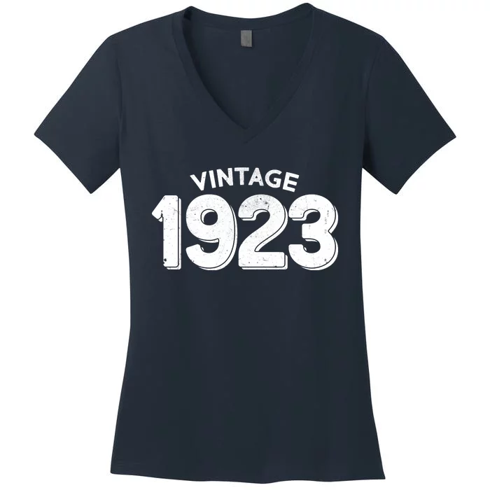 Distressed Vintage 1923 100th Birthday Women's V-Neck T-Shirt