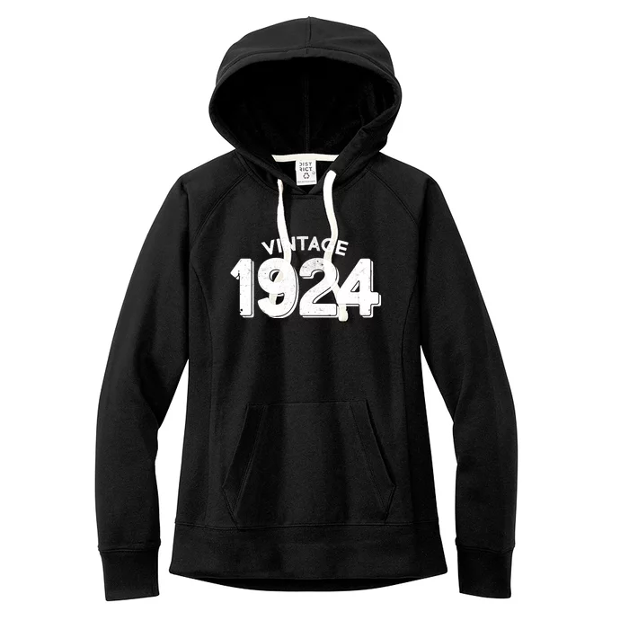 Distressed Vintage 1924 100th Birthday Women's Fleece Hoodie