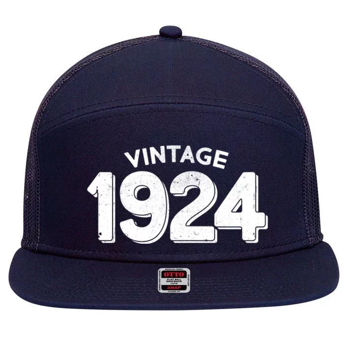 Distressed Vintage 1924 100th Birthday 7 Panel Mesh Trucker Snapback Hat