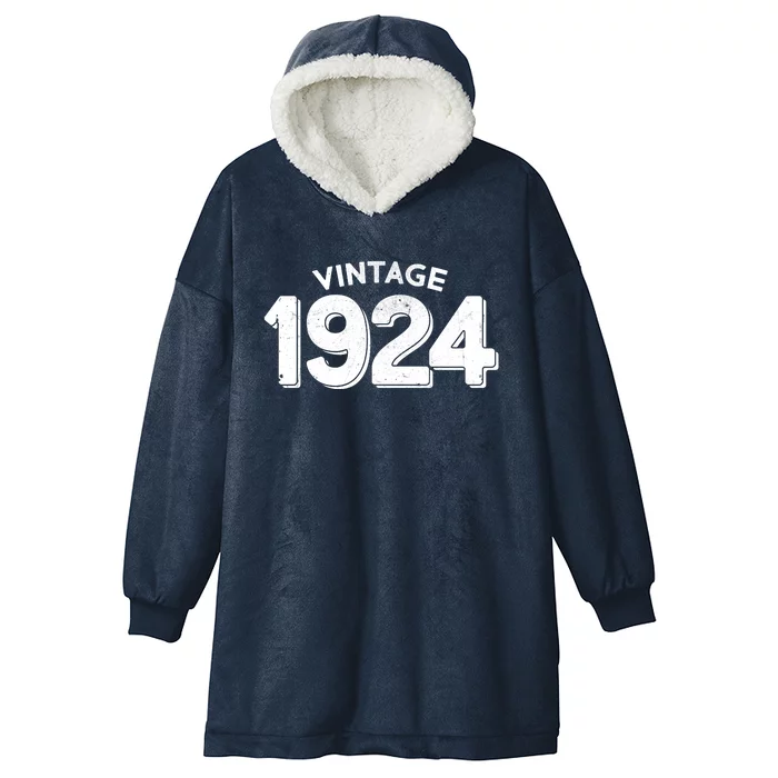 Distressed Vintage 1924 100th Birthday Hooded Wearable Blanket