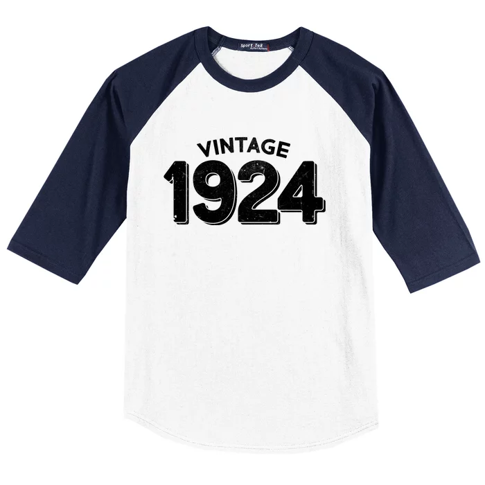 Distressed Vintage 1924 100th Birthday Baseball Sleeve Shirt