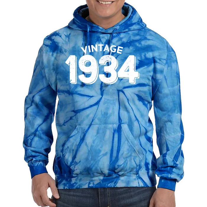 Distressed Vintage 1934 90th Birthday Tie Dye Hoodie