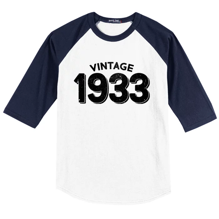 Distressed Vintage 1933 90th Birthday Baseball Sleeve Shirt