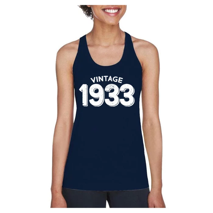 Distressed Vintage 1933 90th Birthday Women's Racerback Tank