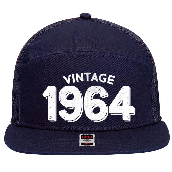 Distressed Vintage 1964 60th Birthday 7 Panel Mesh Trucker Snapback Hat