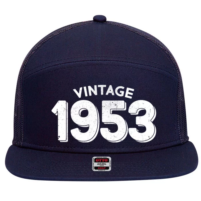 Distressed Vintage 1953 70th Birthday 7 Panel Mesh Trucker Snapback Hat