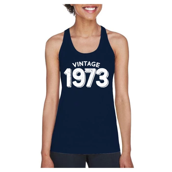 Distressed Vintage 1973 50th Birthday Women's Racerback Tank