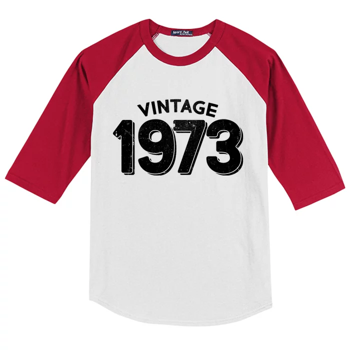 Distressed Vintage 1973 50th Birthday Kids Colorblock Raglan Jersey