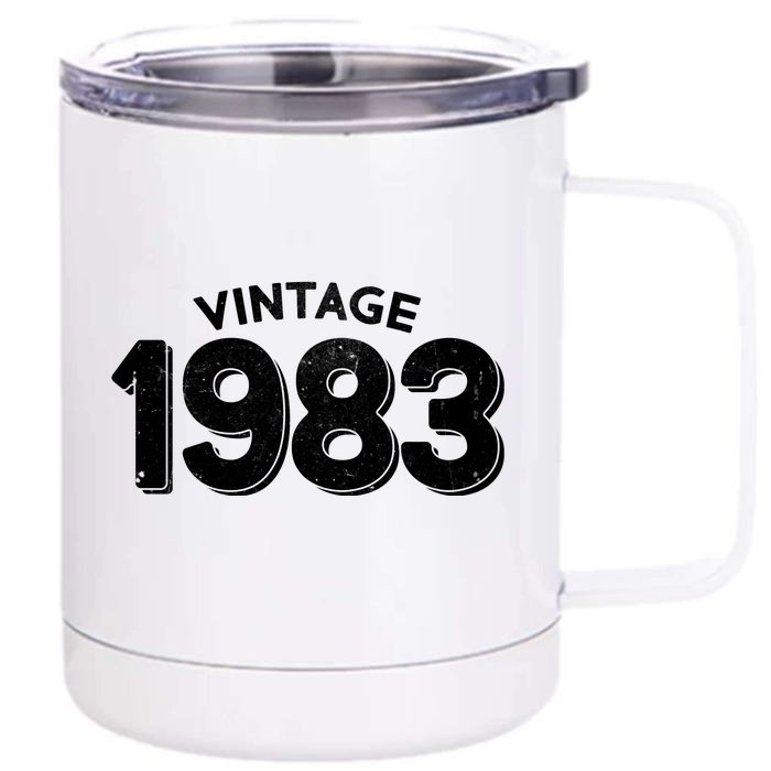 Distressed Vintage 1983 40th Birthday Front & Back 12oz Stainless Steel Tumbler Cup