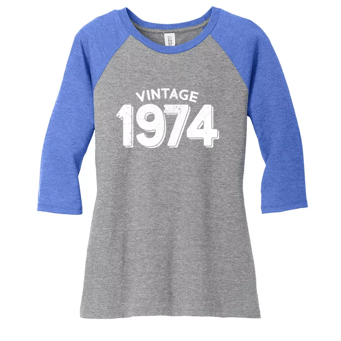 Distressed Vintage 1974 50th Birthday Women's Tri-Blend 3/4-Sleeve Raglan Shirt