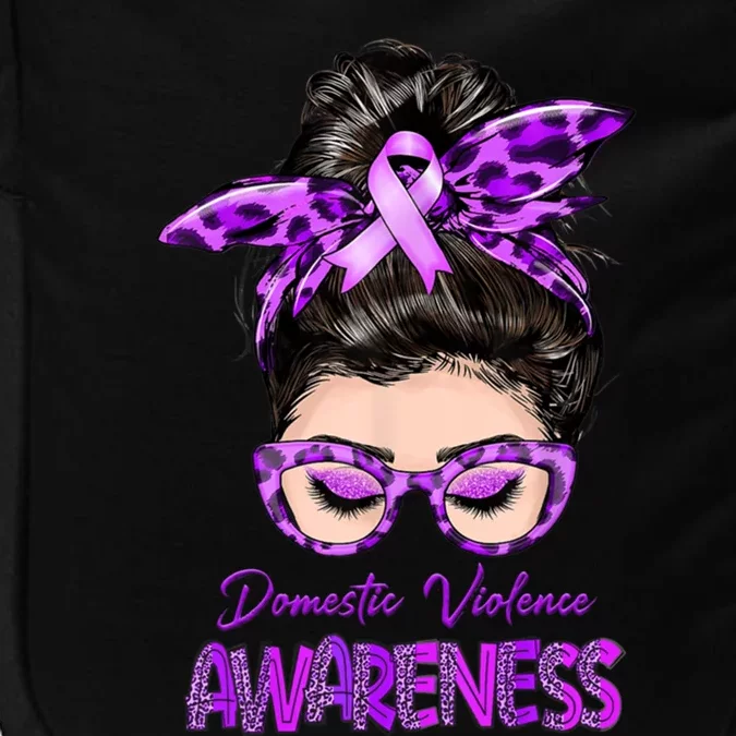 Domestic Violence Awareness Messy Bun Hair Purple Ribbon Impact Tech Backpack