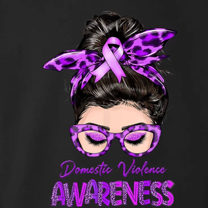 Domestic Violence Awareness Messy Bun Hair Purple Ribbon Toddler Hoodie