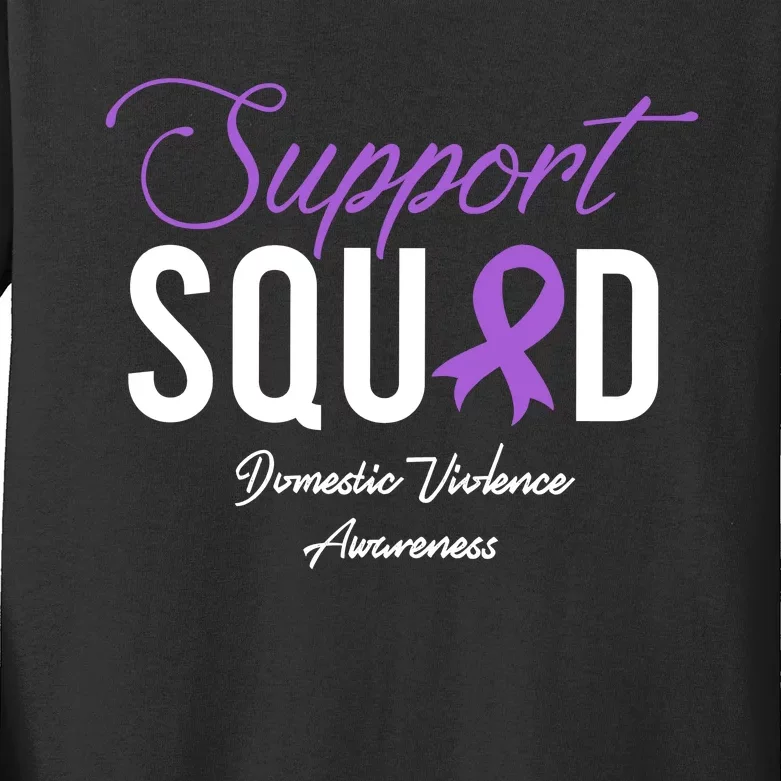 Domestic Violence Awareness Support Squad Kids Long Sleeve Shirt