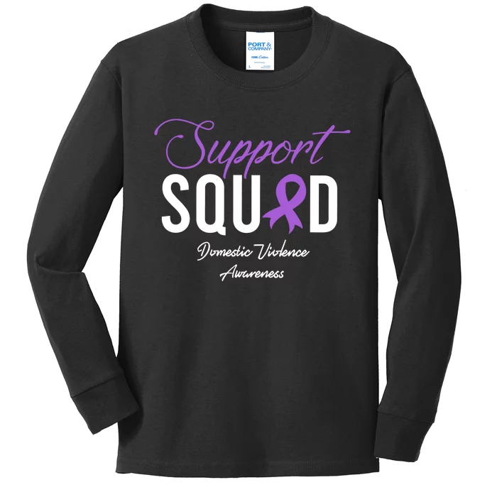 Domestic Violence Awareness Support Squad Kids Long Sleeve Shirt