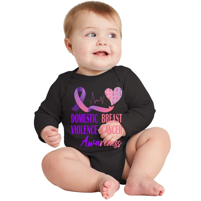 Domestic Violence And Breast Cancer Awareness Month Support Baby Long Sleeve Bodysuit