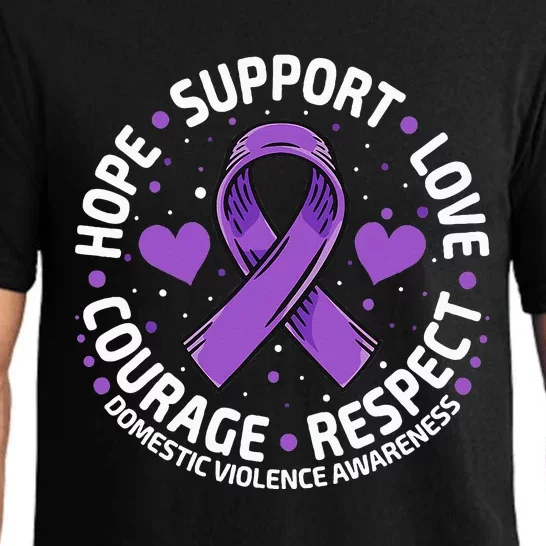 Domestic Violence Awareness LOVE SUPPORT Purple Ribbon Pajama Set