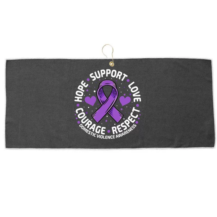 Domestic Violence Awareness LOVE SUPPORT Purple Ribbon Large Microfiber Waffle Golf Towel