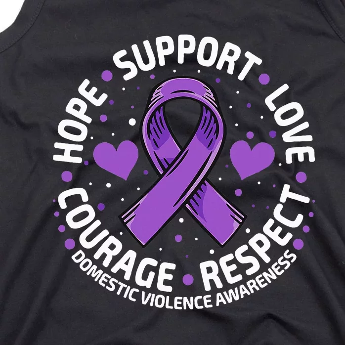 Domestic Violence Awareness LOVE SUPPORT Purple Ribbon Tank Top