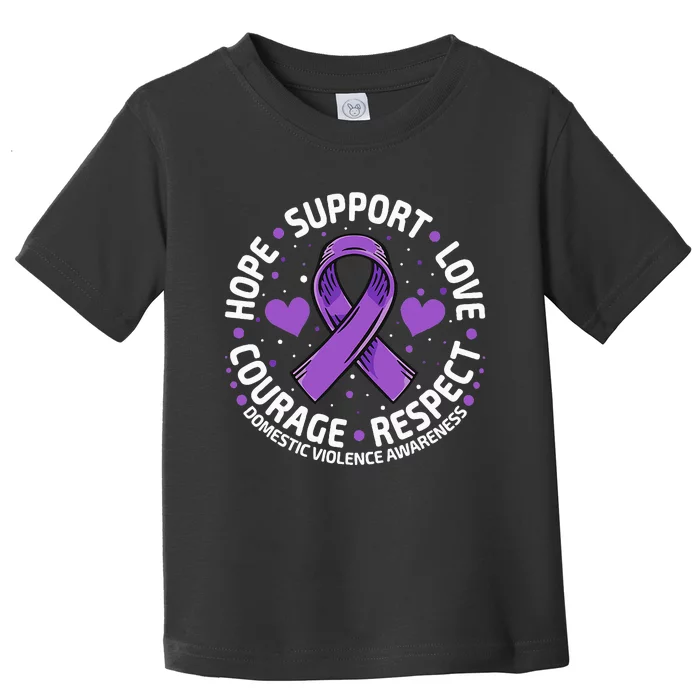 Domestic Violence Awareness LOVE SUPPORT Purple Ribbon Toddler T-Shirt