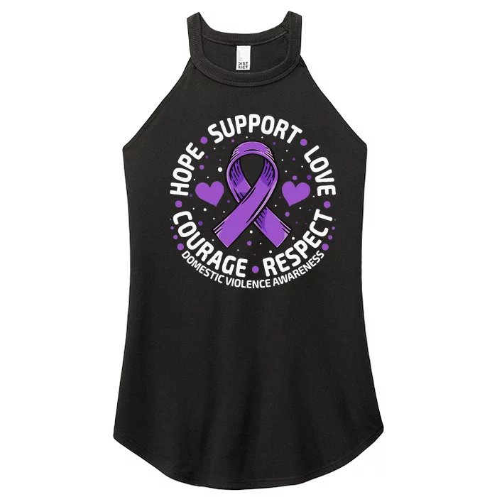 Domestic Violence Awareness LOVE SUPPORT Purple Ribbon Women’s Perfect Tri Rocker Tank