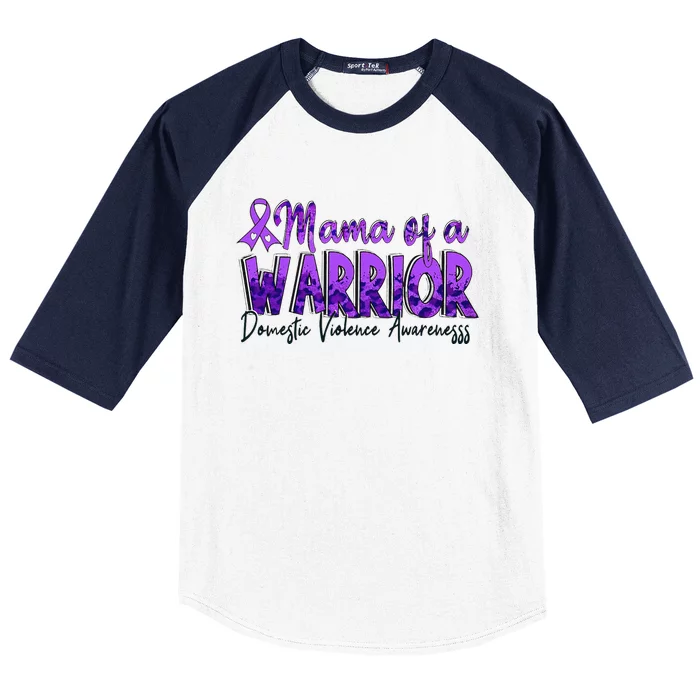 Domestic Violence Awareness Purple Mama Of A Warrior Baseball Sleeve Shirt