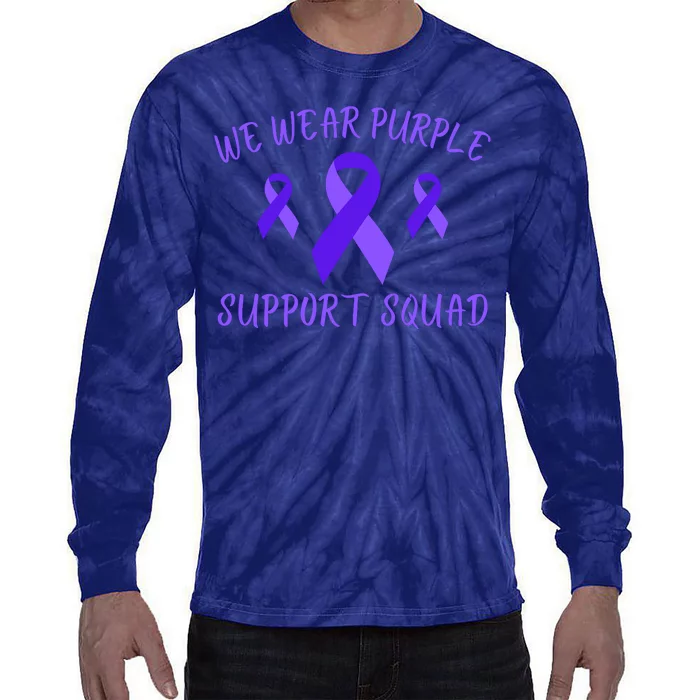 Domestic Violence Awareness Purple Ribbon In October We Wear Purple Tie-Dye Long Sleeve Shirt