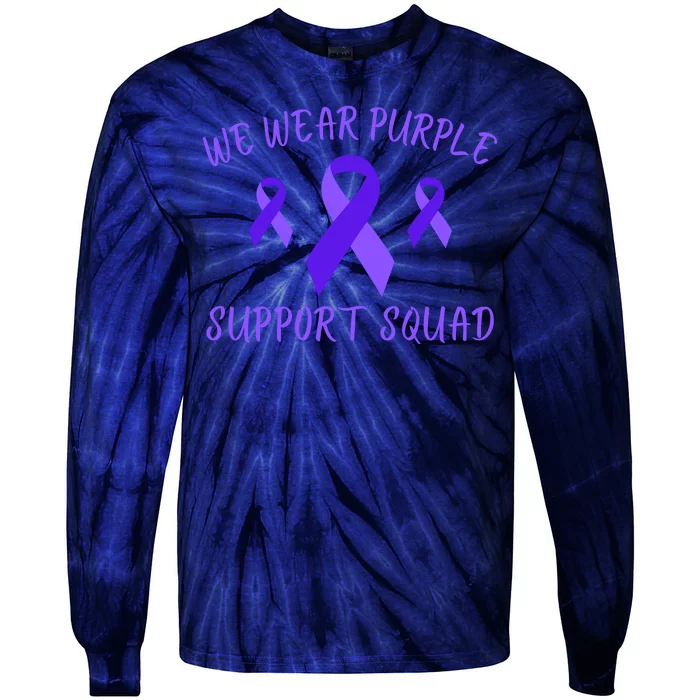 Domestic Violence Awareness Purple Ribbon In October We Wear Purple Tie-Dye Long Sleeve Shirt