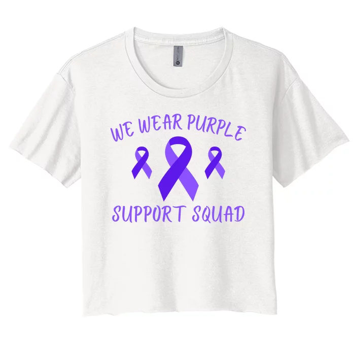 Domestic Violence Awareness Purple Ribbon In October We Wear Purple Women's Crop Top Tee