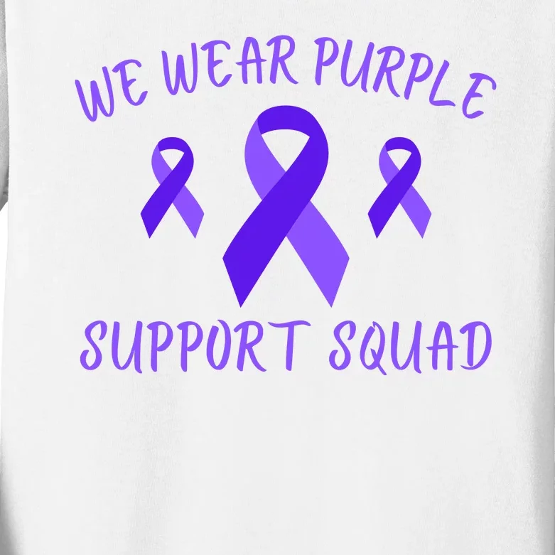 Domestic Violence Awareness Purple Ribbon In October We Wear Purple Kids Long Sleeve Shirt