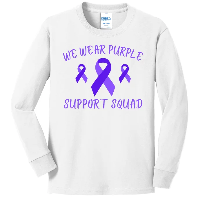 Domestic Violence Awareness Purple Ribbon In October We Wear Purple Kids Long Sleeve Shirt