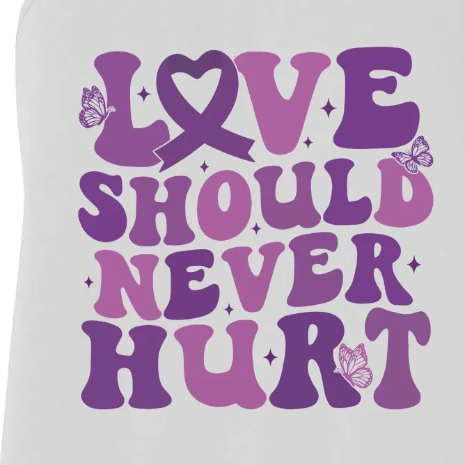 Domestic Violence Awareness Love Should Never Hurt Women's Racerback Tank