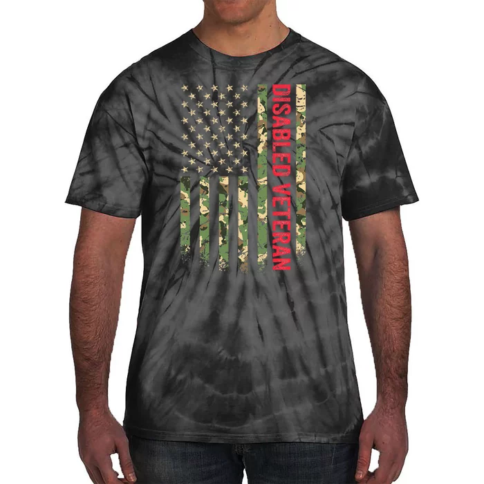 Disabled Veteran American Flag Camouflage Camo Patriotic Vet Tie-Dye T-Shirt