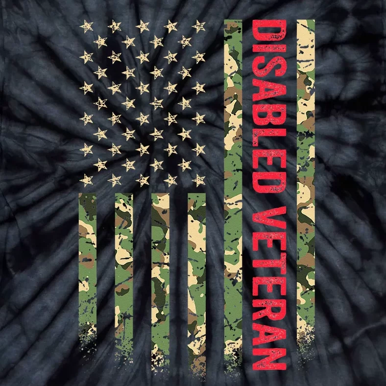 Disabled Veteran American Flag Camouflage Camo Patriotic Vet Tie-Dye T-Shirt