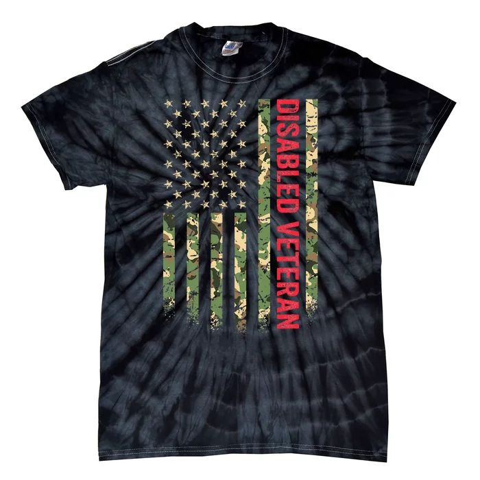 Disabled Veteran American Flag Camouflage Camo Patriotic Vet Tie-Dye T-Shirt