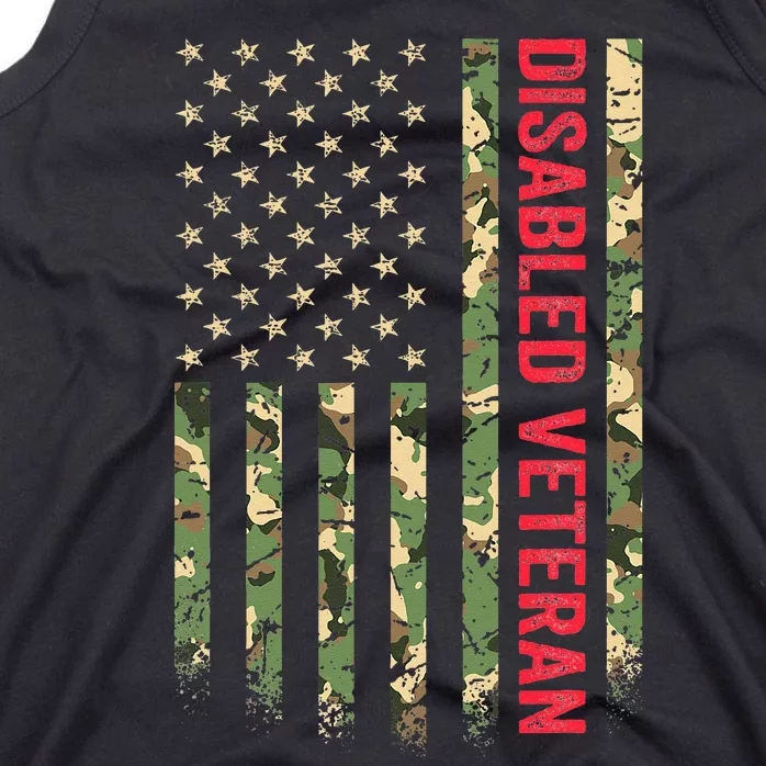 Disabled Veteran American Flag Camouflage Camo Patriotic Vet Tank Top