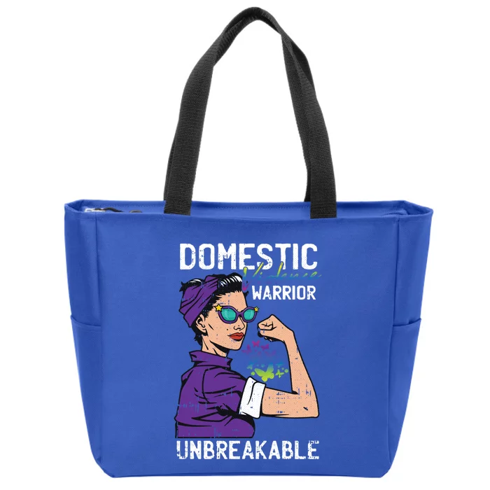 Domestic Violence Awareness Warrior Unbreakable Survivor Cool Gift Zip Tote Bag