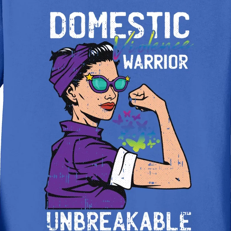 Domestic Violence Awareness Warrior Unbreakable Survivor Gift Kids Long Sleeve Shirt