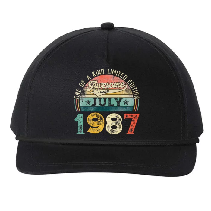 Distressed Vintage Awesome Since July 1987 36th Birthday Snapback Five-Panel Rope Hat