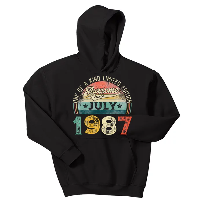 Distressed Vintage Awesome Since July 1987 36th Birthday Kids Hoodie