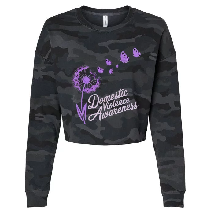 Domestic Violence Awareness Month Purple Ribbon Cropped Pullover Crew