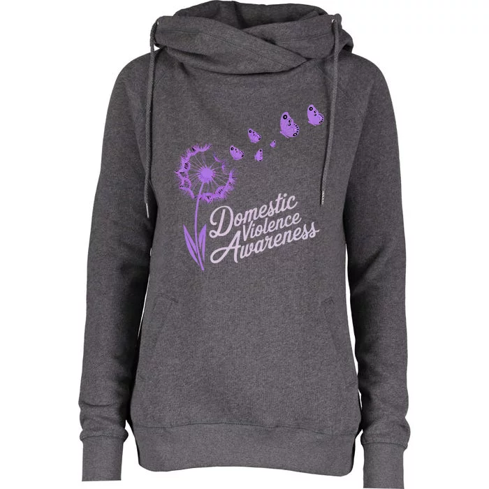 Domestic Violence Awareness Month Purple Ribbon Womens Funnel Neck Pullover Hood