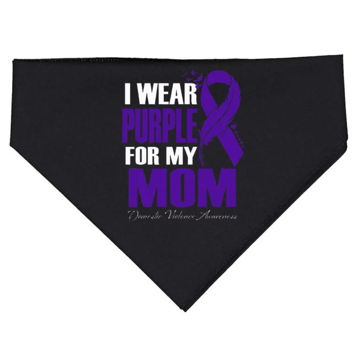 Domestic Violence Awareness I Wear Purple For My Mom USA-Made Doggie Bandana