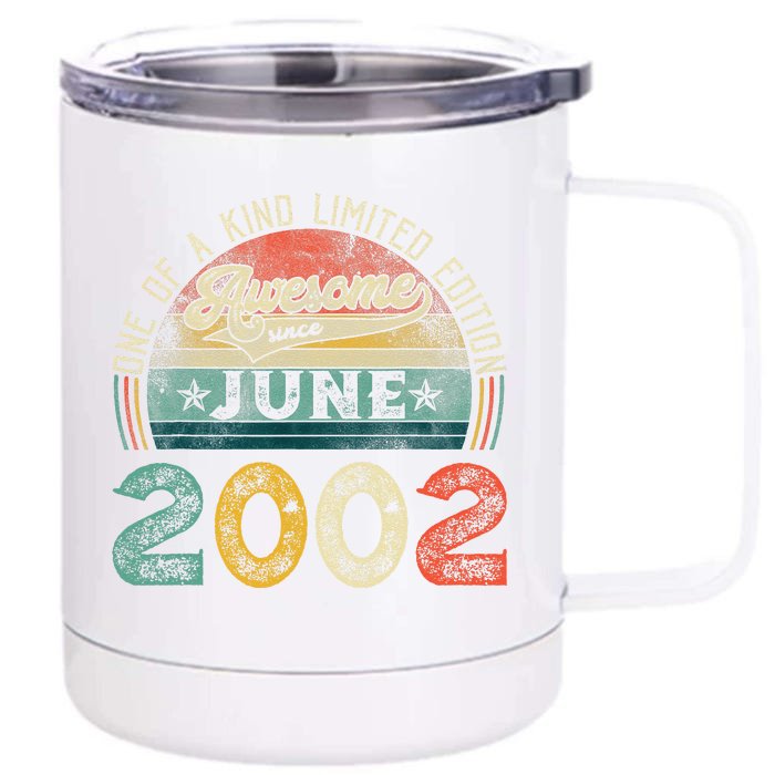 Distressed Vintage Awesome Since June 2002 21st Birthday Front & Back 12oz Stainless Steel Tumbler Cup