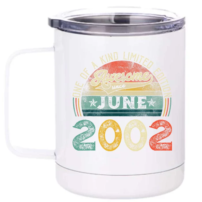 Distressed Vintage Awesome Since June 2002 21st Birthday Front & Back 12oz Stainless Steel Tumbler Cup