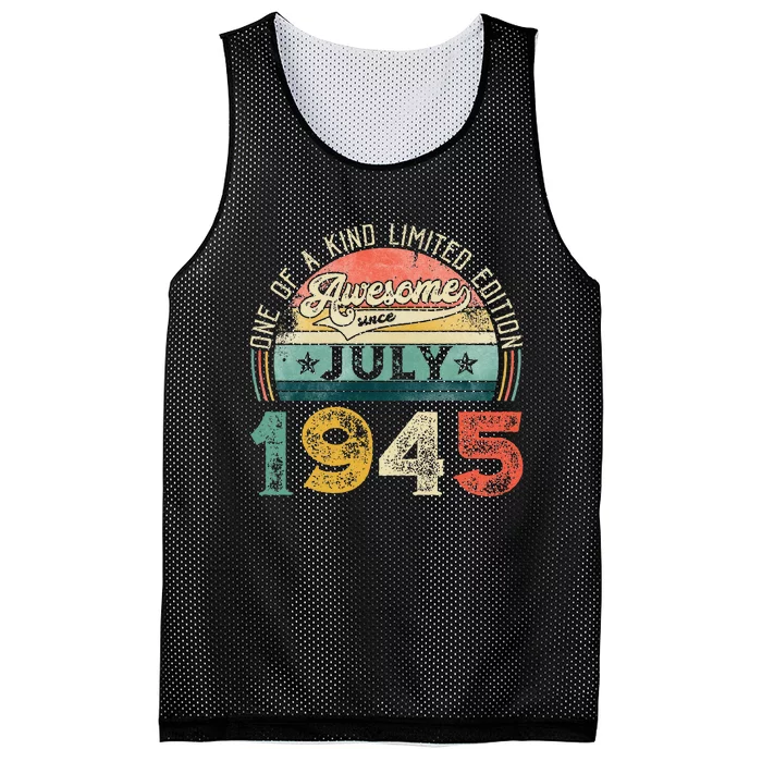 Distressed Vintage Awesome Since July 1945 78th Birthday Mesh Reversible Basketball Jersey Tank