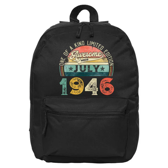 Distressed Vintage Awesome Since July 1946 77th Birthday 16 in Basic Backpack