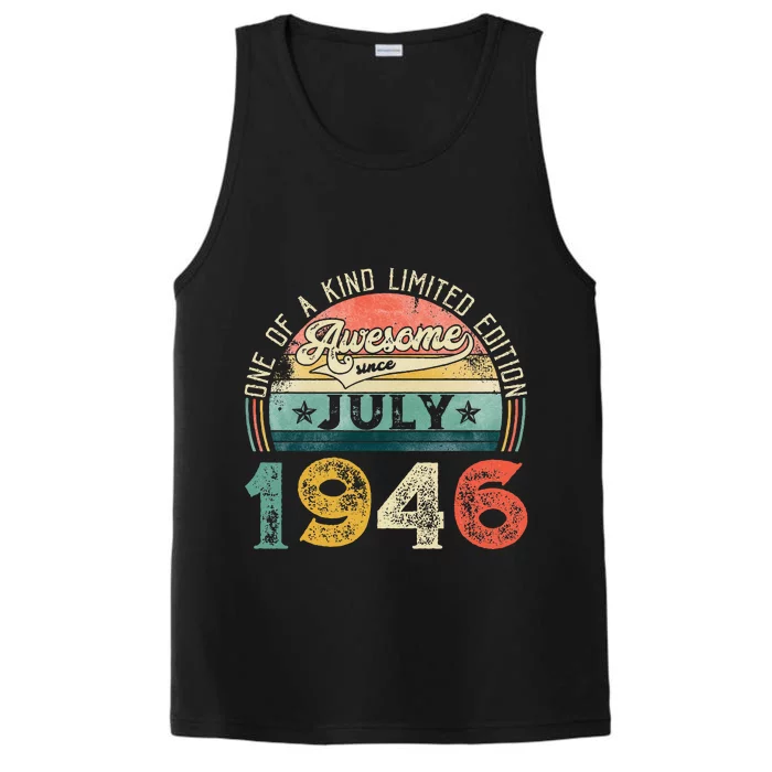 Distressed Vintage Awesome Since July 1946 77th Birthday Performance Tank