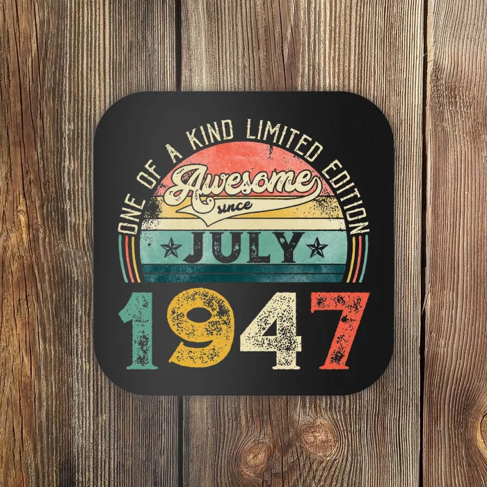 Distressed Vintage Awesome Since July 1947 76th Birthday Coaster