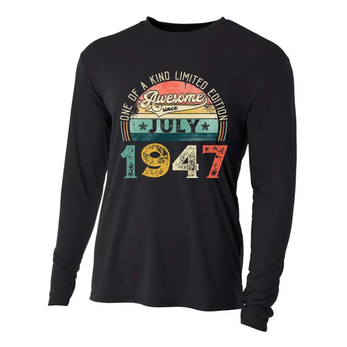 Distressed Vintage Awesome Since July 1947 76th Birthday Cooling Performance Long Sleeve Crew